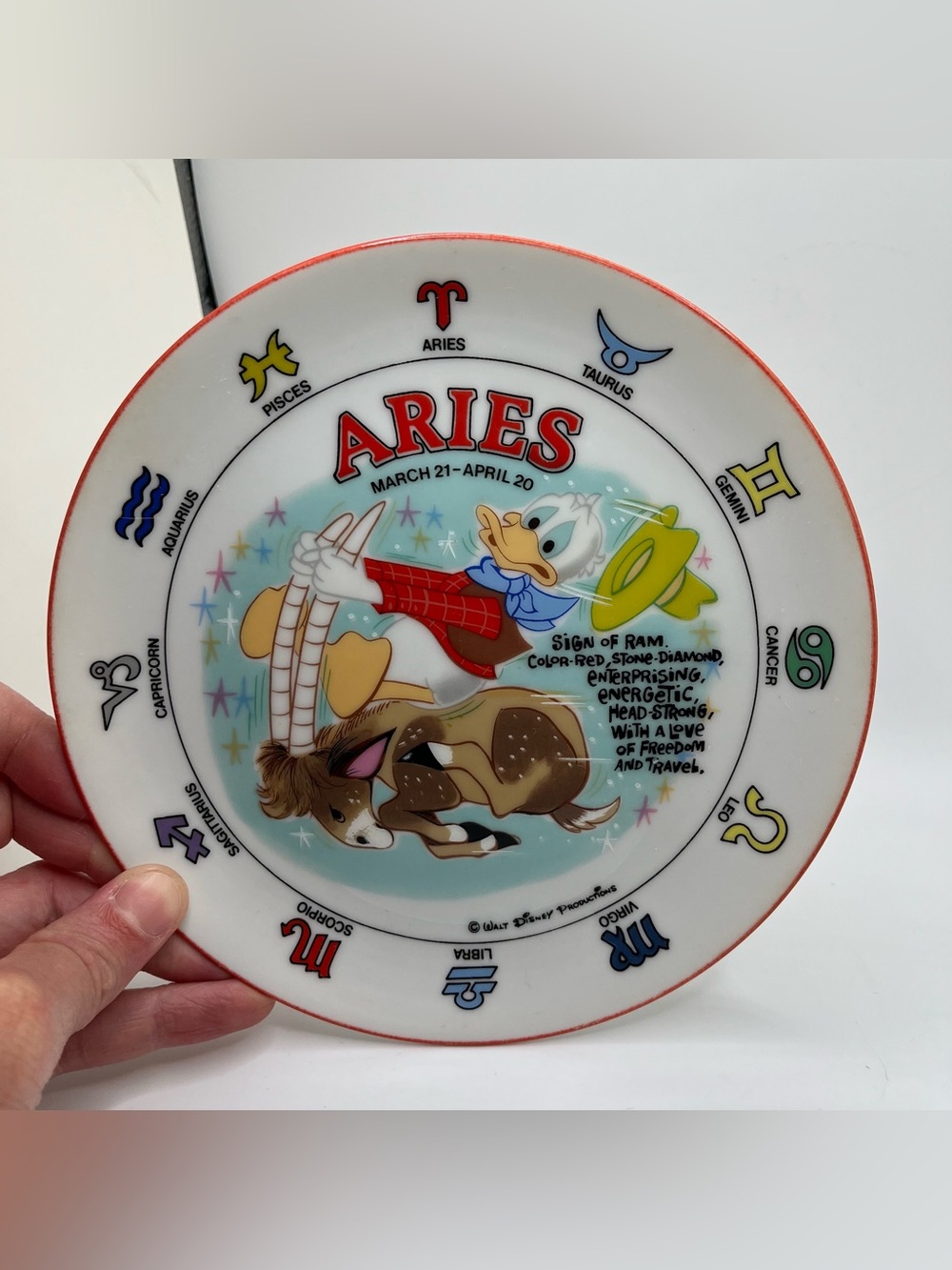 Vintage Schmid Disney Mickey Mouse Aries Signs Of The Zodiac 6.75" Plate Series